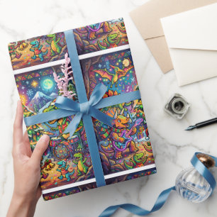 Süße Dino-Band Frohe Weihnachten Geschenkpapier