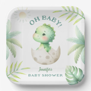 Süße Dino-Tropen-Dinosaurier-Baby-Party Pappteller
