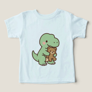Süße Dino Umarmen Teddybär Illustration