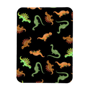 Süße Dinosaurier auf schwarzem Hintergrund Magnet