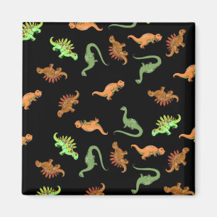 Süße Dinosaurier auf schwarzem Hintergrund Magnet