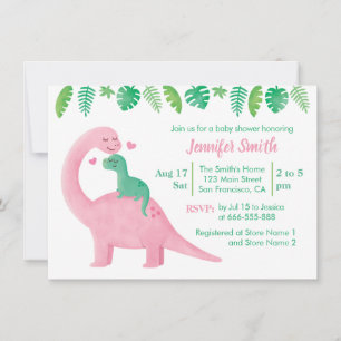 Süße Dinosaurier-Baby- und Mutter-Baby-Party Einladung