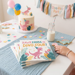 Süße Dinosaurier brüllen Mädchen Geburtstagsservie Serviette