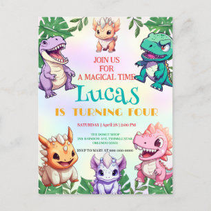 Süße Dinosaurier Dschungel Schulkinder Geburtstags Postkarte