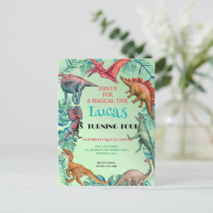 Süße Dinosaurier-Dschungel-Schulkinder-Geburtstags Postkarte