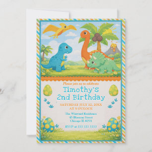 Süße Dinosaurier-Freunde Kindergeburtstag Einladung