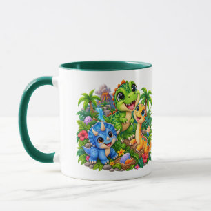 Süße Dinosaurier-Freunde T Rex Triceratops Tasse