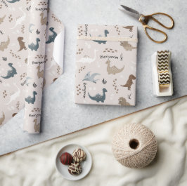 Süße Dinosaurier-Fußabdrücke & Benutzerdefinierter Geschenkpapier