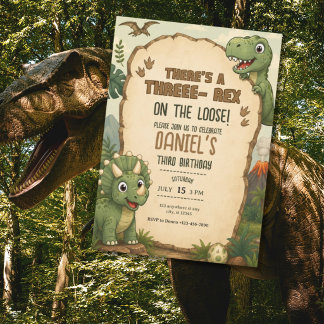 Süße Dinosaurier-Geburtstagseinladung für Jungen Einladung