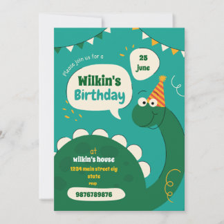 Süße Dinosaurier-Geburtstagseinladung Kinder-Dino- Einladung