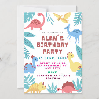 Süße Dinosaurier-Geburtstagseinladung Magneteinladung