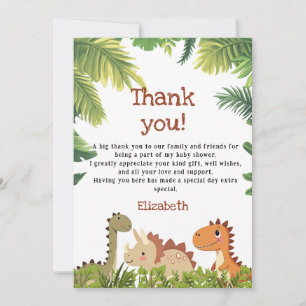 Süße Dinosaurier Grüne Baby Shower Dankeskarte