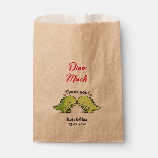 Süße Dinosaurier-Hochzeit Danke Geschenktütchen (Vorderseite)