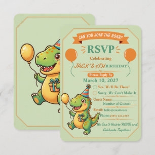 Süße Dinosaurier-Jungen-Geburtstags-RSVP-Karte edi RSVP Karte
