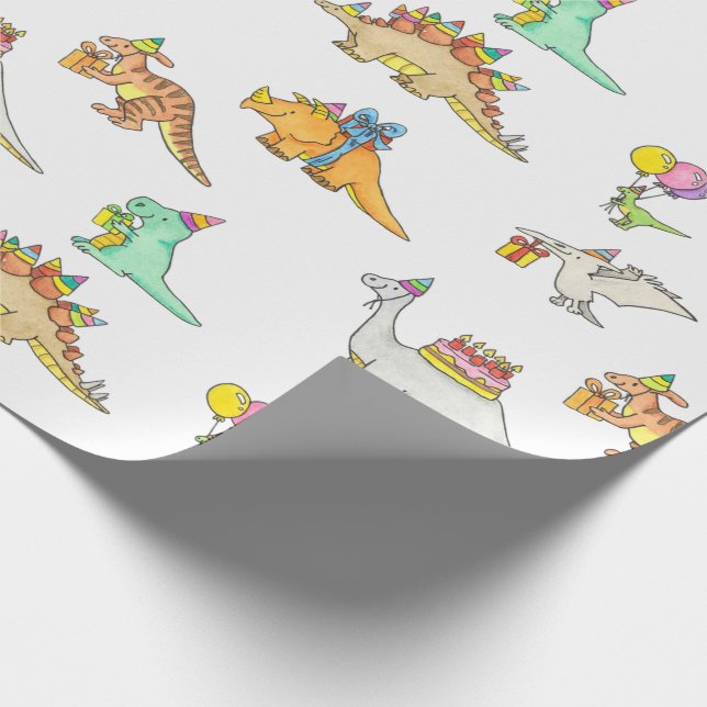 Süße Dinosaurier Kinder Geburtstag  Geschenkpapier (Ecke)