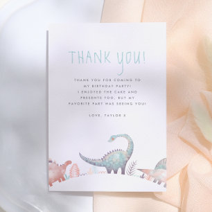 Süße Dinosaurier Mädchen Geburtstagsfeier Dankeskarte