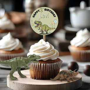 Süße Dinosaurier Namens Geburtstagsfeier Cupcake P Runder Aufkleber