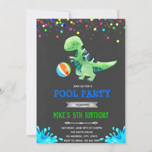 Süße Dinosaurier-Pool-Geburtstags-Einladung Einladung