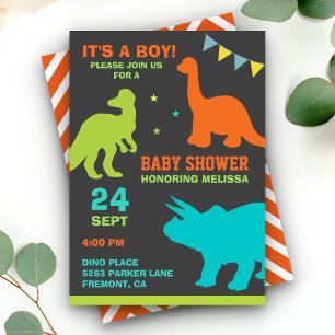 Süße Dinosaurier-Silhouette Baby Shower Einladung