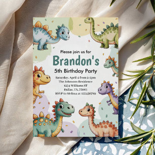 Süße Dinosaurier zum 5. Geburtstag Jungen Einladung