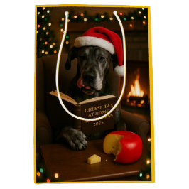 Süße Dogge Käse Steuer Weihnachtsgeschenktasche  Mittlere Geschenktüte