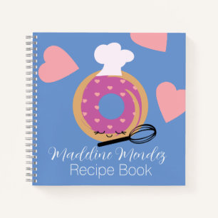 Süße Donut-Bäckerei-Rezepte Kinder Blaues Notizbuc Notizbuch