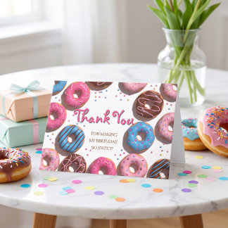 Süße Donut-Geburtstags-Dankeschön-Karte gefaltet Dankeskarte