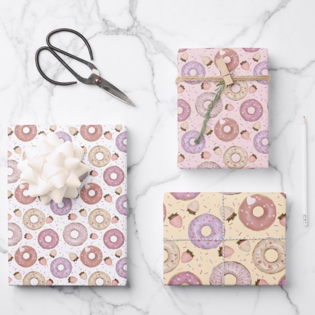 Süße Donut mit Sprinklen Geschenkpapier Set (Vorderseite)