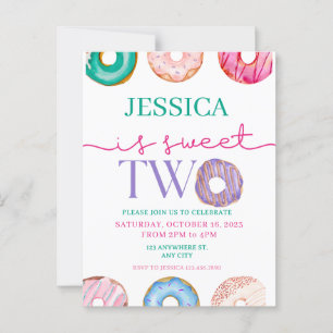 Süße Donut-Party Sweet Zwei 2. Geburtstag Postkarte