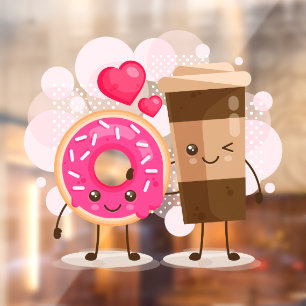 Süße Donut-Shop True Love Donuts mit Kaffee Fensteraufkleber