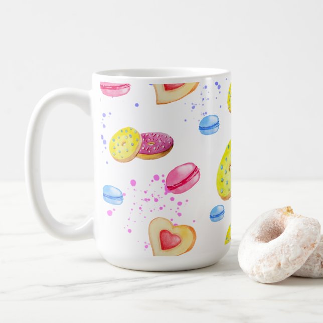 Süße Donuts mit farbenfrohen Glasmustern Kaffeetasse (Mit Donut)