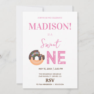 Süße Donuts, Regenbogenfarben, süßer erster Geburt Einladung