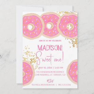 Süße Donuts, Regenbogenfarben, süßer erster Geburt Einladung