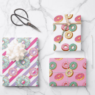 Süße Donuts-Serie Design 10 Geschenkpapier Set