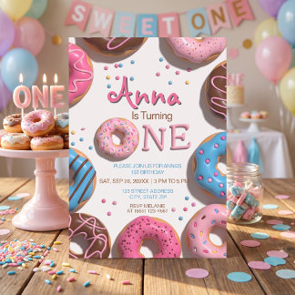 süße Donuts zum 1. Geburtstag Einladung