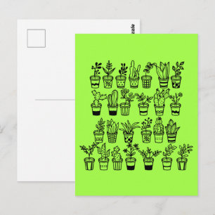 Süße Doodle-Pflanzen in Töpfen  Postkarte