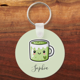 Süße doppelseitige personalisierte Matcha Schlüsselanhänger