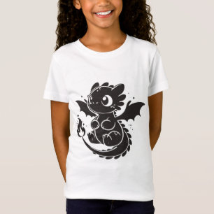 Süße Drache Minimalistische schwarze Illustrations T-Shirt