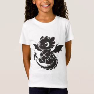 Süße Drache Minimalistische schwarze Illustrations T-Shirt