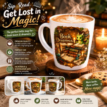 Süße Drachen-Buchliebhaber-Latte-Mug | Fantasy-Les