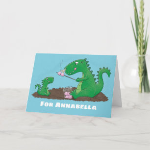 Süße Drachen, die Marshmallows rösten, Cartoon Karte