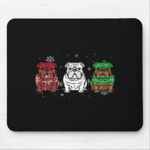 Süße drei englische Bulldogge Weihnachten für Frau Mousepad
