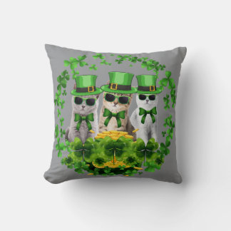Süße drei Katzen St. Patrick Geschenk Kitty Kitten Kissen