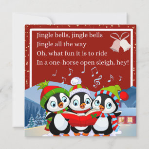 Süße drei Pinguine singen Jingle Bells Feiertagskarte