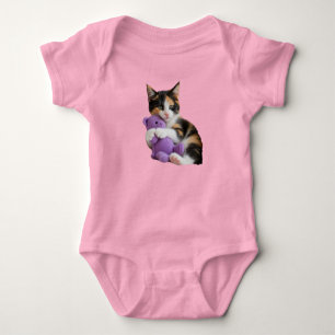 Süße dreifarbige Katze Teddybär Baby Strampler