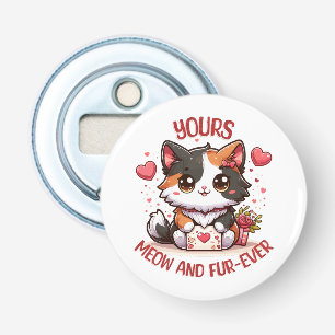 Süße dreifarbige Katze Valentinstag Flaschenöffner