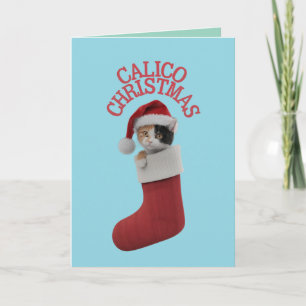 Süße dreifarbige Katze Weihnachten Ferien Karte