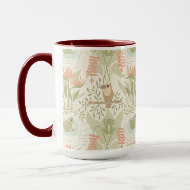 Süße Dschungel Frösche & Vögel Tasse (Links)