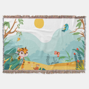 🦁 Süße Dschungel-Tier-Kinderdecke Decke