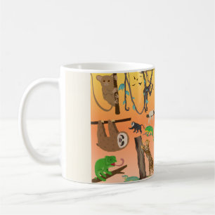 Süße Dschungel-Tiere Kaffeetasse Faultier & Rege